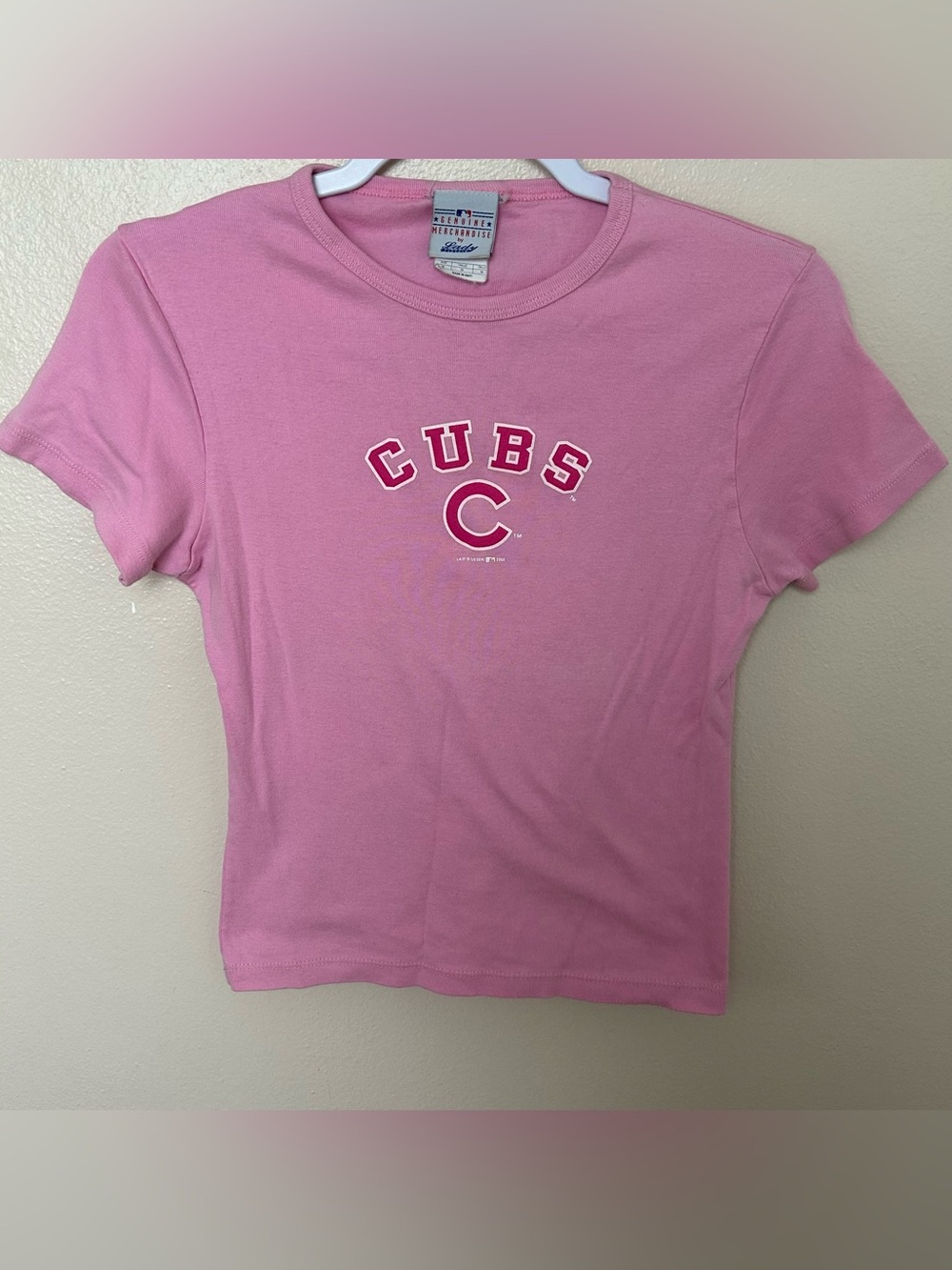 Chicago Cubs Vintsge Pink Logo Baby Tee